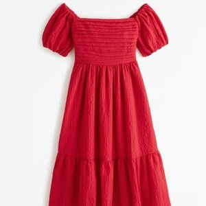 Abercrombie & Fitch Emerson off-the-shoulder midi dress.